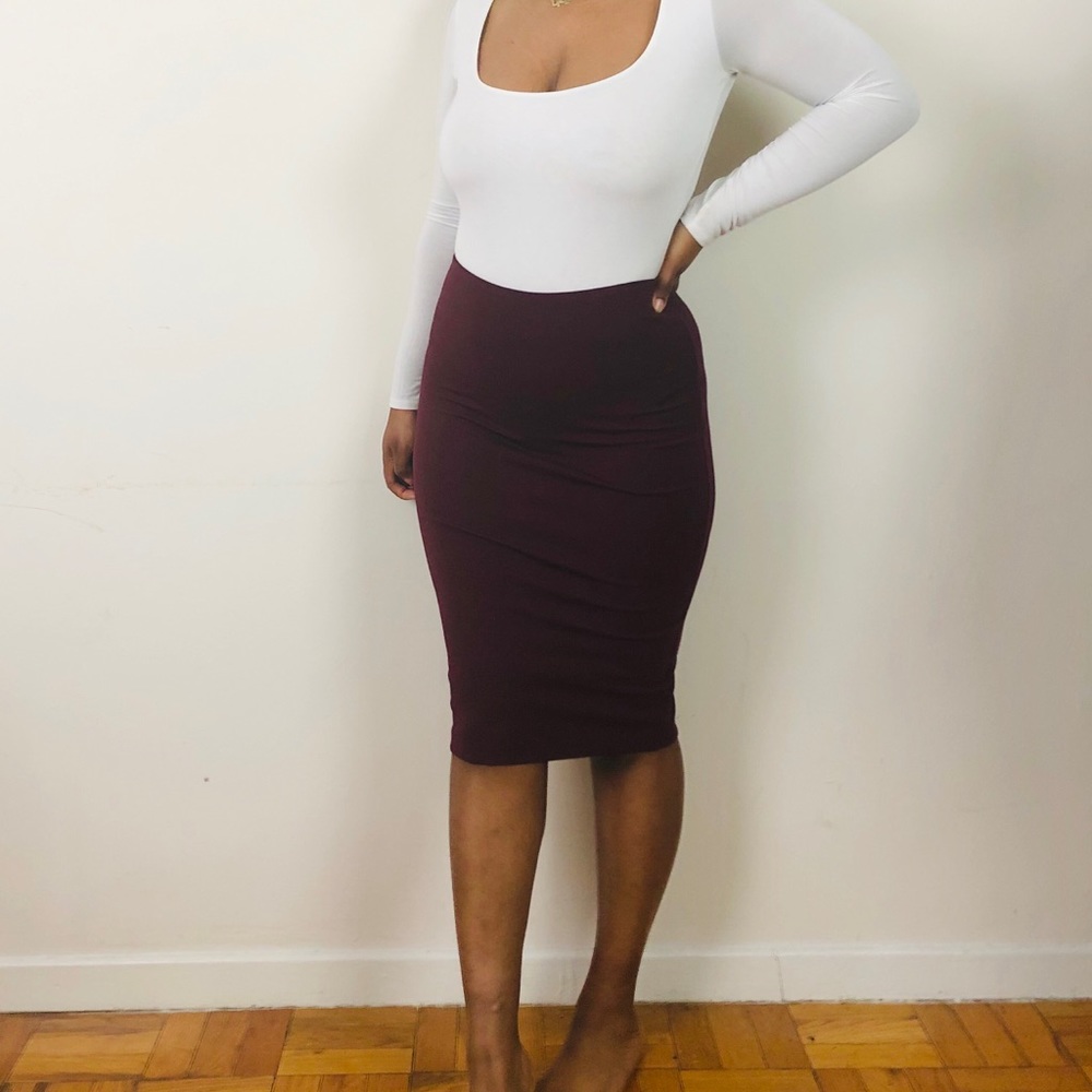 Burgundy Ponte Skirt